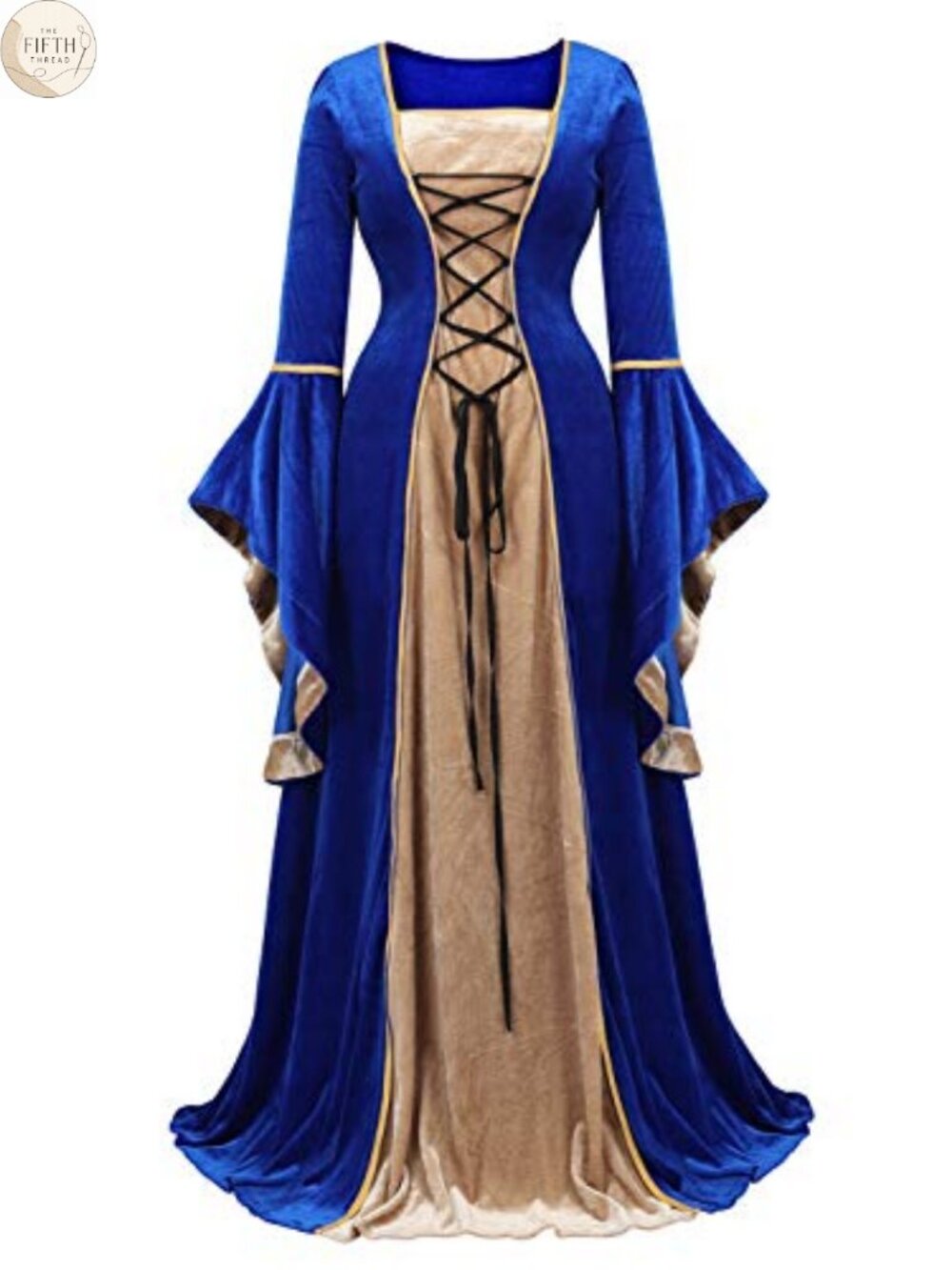 Renaissance Velvet Costume Dress Women Medieval Gown Bell Sleeve
